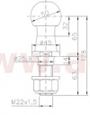 PV Guľa ISO 50 WINTERHOFF KUB/50, priemer. 50 mm, 3500 kg, M22x1,5, Originál


